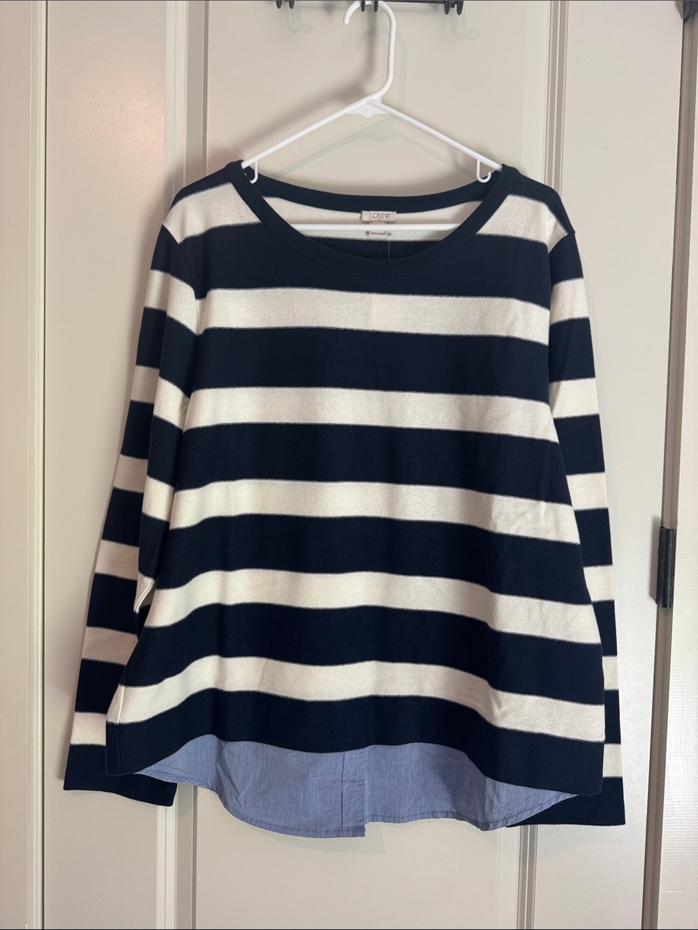 J. Crew Navy and White Striped Knit Top